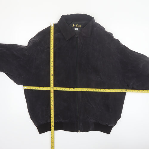 Alan Stuart Womens Black Suede Bomber Jacket L Vintage Classic Style