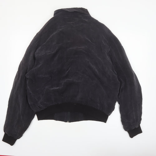 Alan Stuart Womens Black Suede Bomber Jacket L Vintage Classic Style