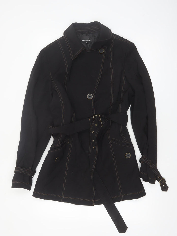 Jones New York Women's Black Size 10 Belted Trench Coat
