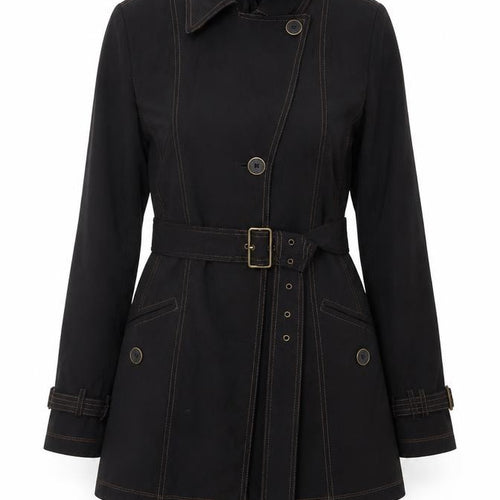 Jones New York Women's Black Size 10 Belted Trench Coat