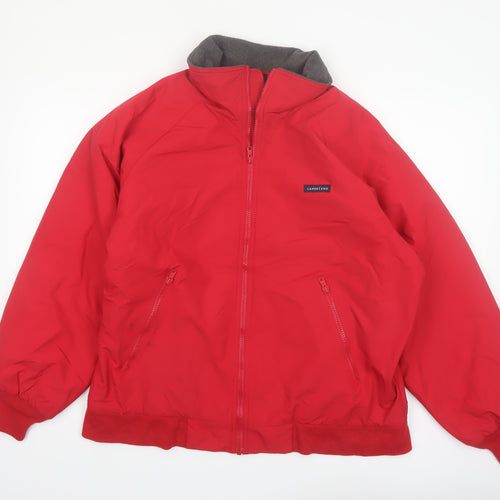 Lands' End Men's Red Nylon Bomber Jacket M 38in Full Zip Casual