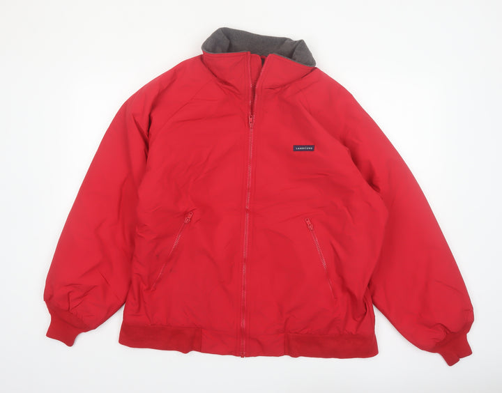 Lands' End Men's Red Nylon Bomber Jacket M 38in Full Zip Casual