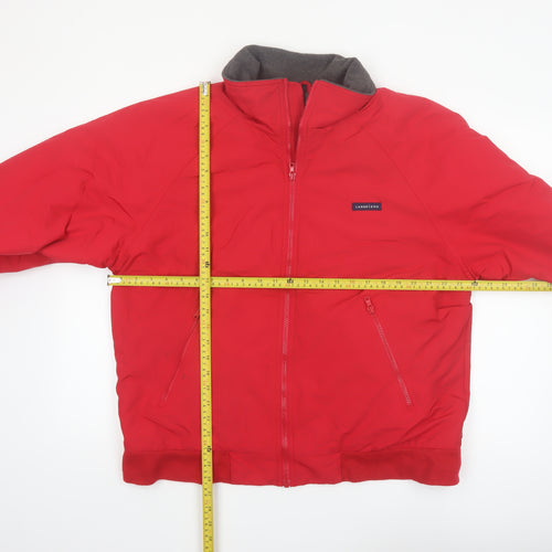 Lands' End Men's Red Nylon Bomber Jacket M 38in Full Zip Casual