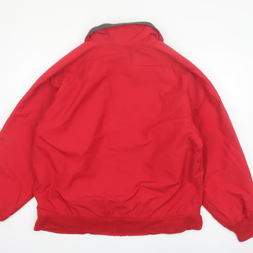 Lands' End Men's Red Nylon Bomber Jacket M 38in Full Zip Casual