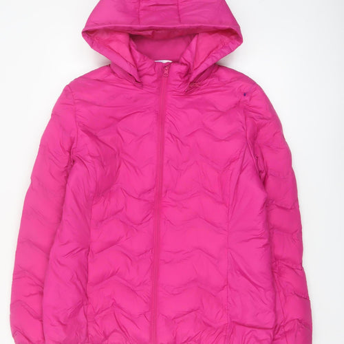 Time and Tru Women’s Pink Hooded Puffer Jacket Size L 12-14