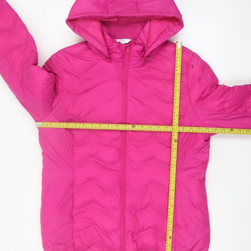 Time and Tru Women’s Pink Hooded Puffer Jacket Size L 12-14
