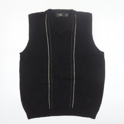 Bill Blass Men's Black XL Cotton V-Neck Sleeveless Knit Vest