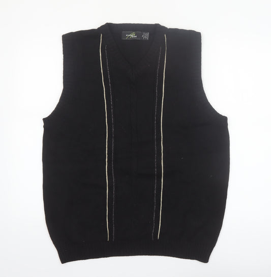 Bill Blass Men's Black XL Cotton V-Neck Sleeveless Knit Vest
