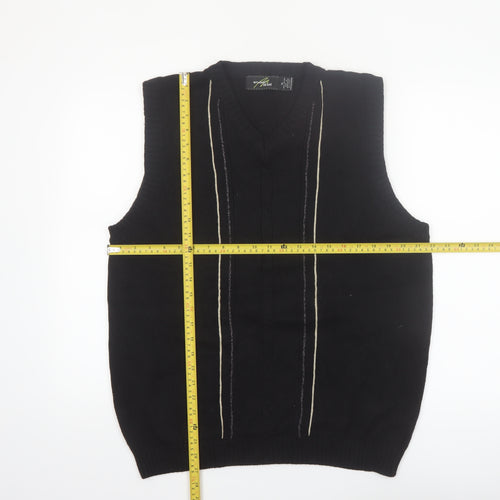 Bill Blass Men's Black XL Cotton V-Neck Sleeveless Knit Vest