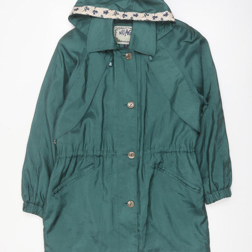 Nuage Women's Green Hooded Mid-Length Rain Coat Size S