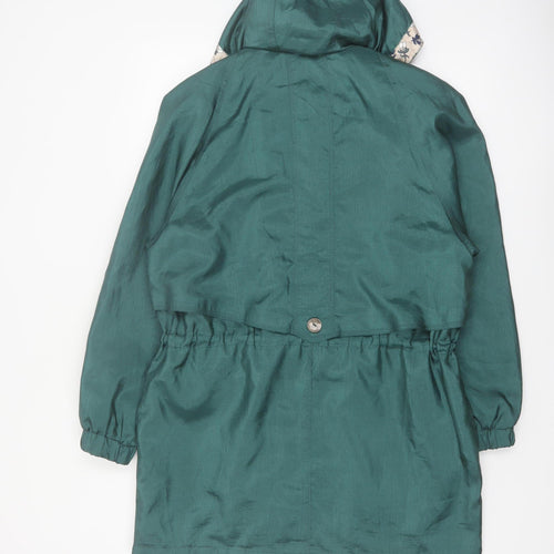 Nuage Women's Green Hooded Mid-Length Rain Coat Size S