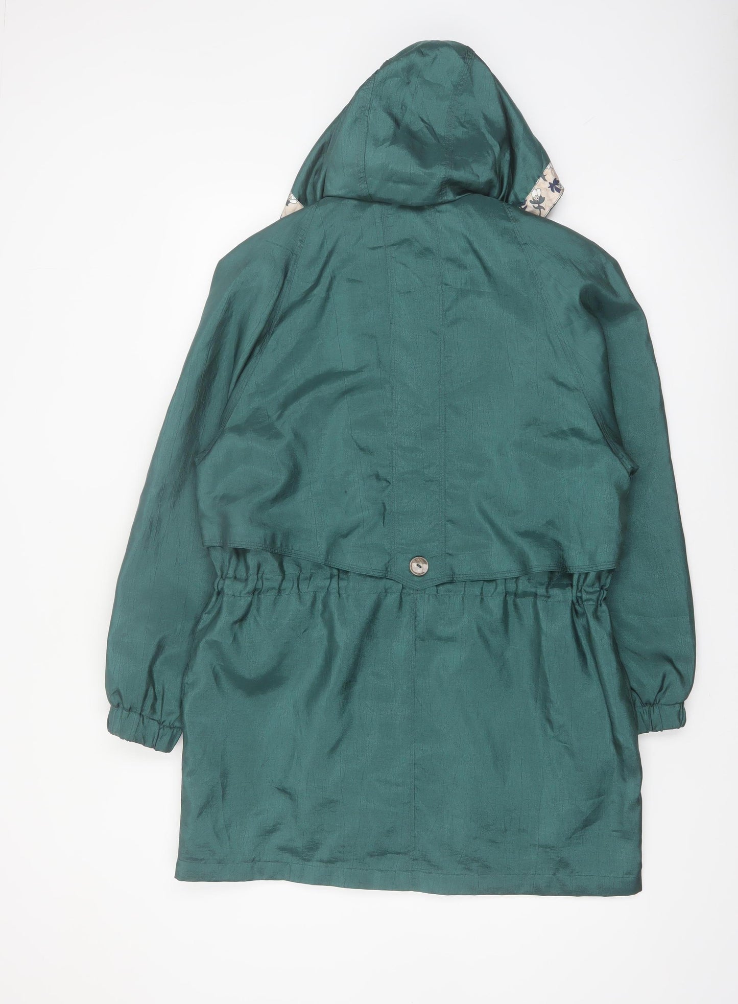Nuage Women's Green Hooded Mid-Length Rain Coat Size S