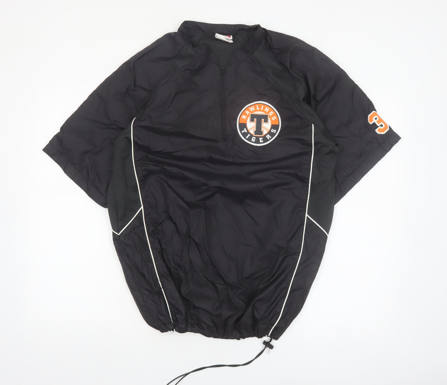 Rawlings Men's Black S Track Jacket Baseball Short Sleeve 1/4 Zip