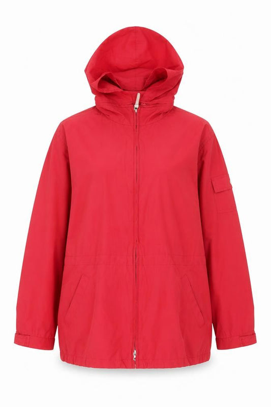 Front view of Cherokee Women Red Hooded Anorak Jacket L Lightweight Casual