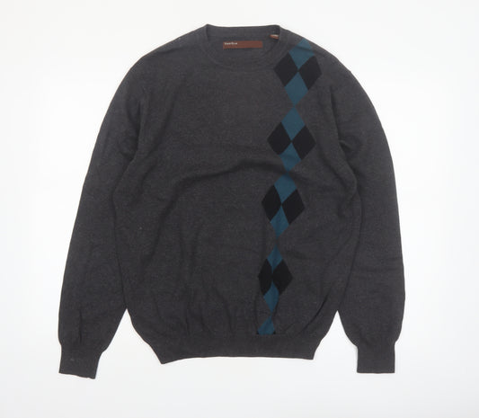 Perry Ellis Men's Grey Argyle Diamond Cotton Pullover Jumper M