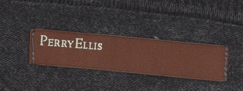 Perry Ellis Men's Grey Argyle Diamond Cotton Pullover Jumper M