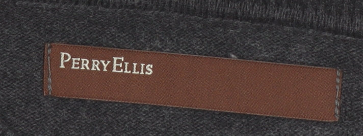 Perry Ellis Men's Grey Argyle Diamond Cotton Pullover Jumper M