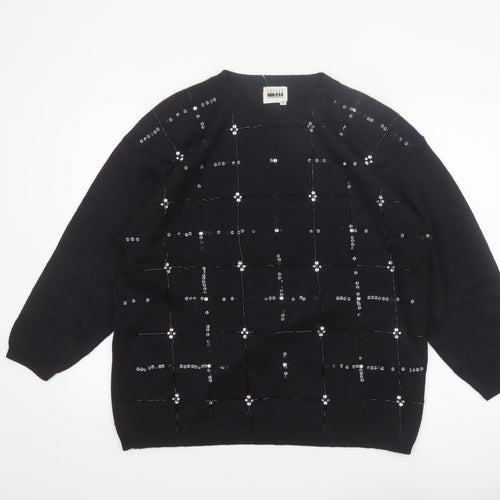 Leslie Fay Women’s Black Sequin Knit Pullover Jumper Size S