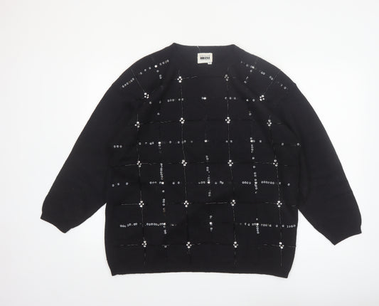Leslie Fay Women’s Black Sequin Knit Pullover Jumper Size S