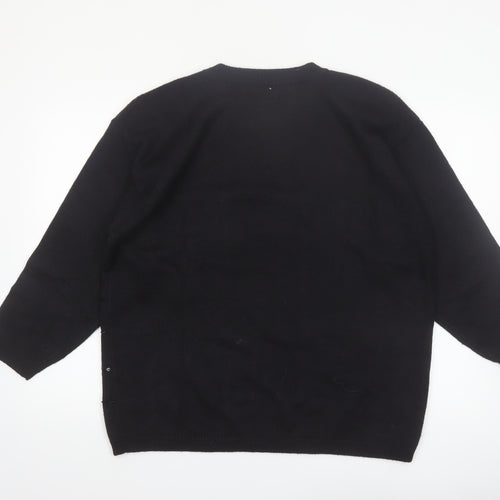 Leslie Fay Women’s Black Sequin Knit Pullover Jumper Size S