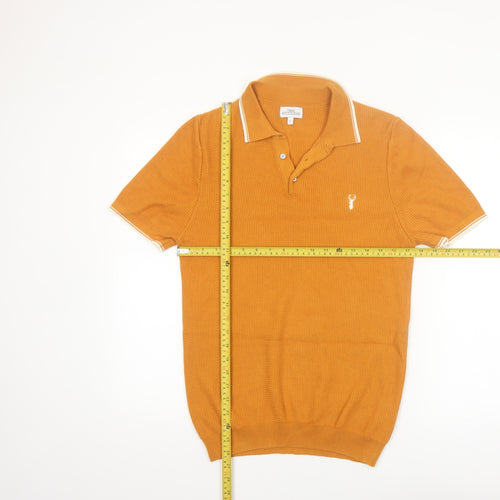 Next Mens Orange Cotton Knit Polo Shirt Size Small