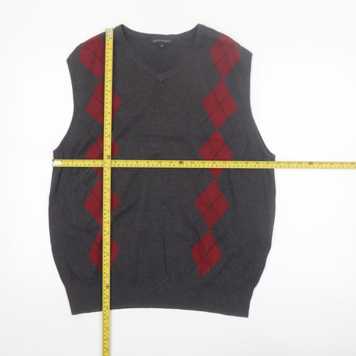Britches Men's Grey Argyle V-Neck Cotton Jumper Vest L