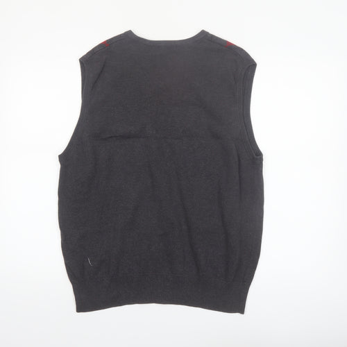 Britches Men's Grey Argyle V-Neck Cotton Jumper Vest L
