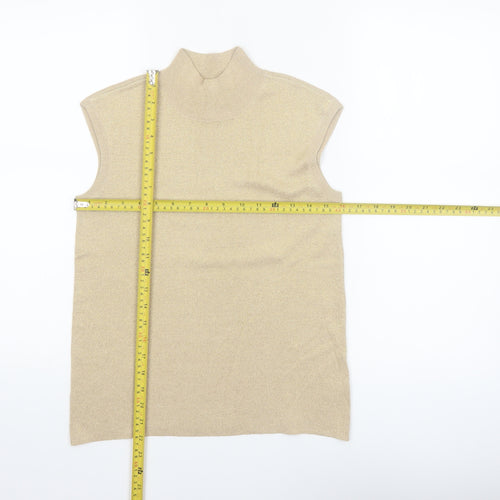 Coldwater Creek Women's Beige Mock Neck Sleeveless Silk Blend Top S