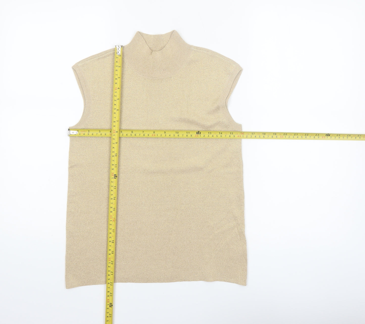 Coldwater Creek Women's Beige Mock Neck Sleeveless Silk Blend Top S