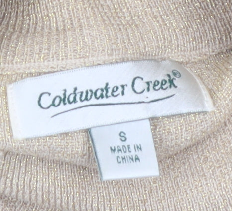 Coldwater Creek Women's Beige Mock Neck Sleeveless Silk Blend Top S