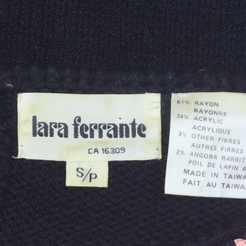 Lara Ferrante Womens Black Sequin Angora 80s Knit Pullover Jumper Size S