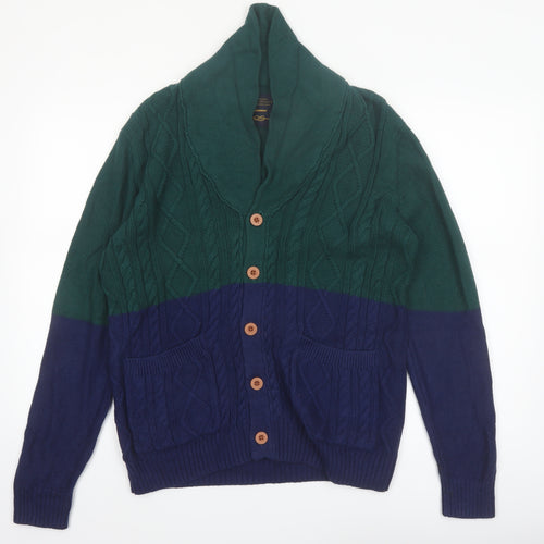 CPO Provisions Men’s Green Blue Cable Knit Cotton Cardigan M