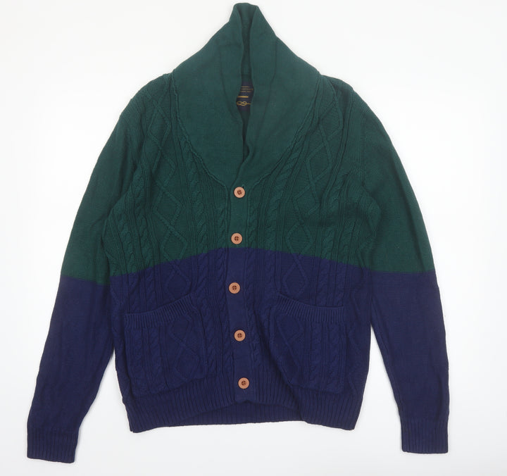 CPO Provisions Men’s Green Blue Cable Knit Cotton Cardigan M