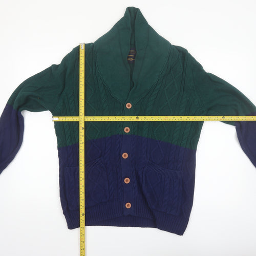CPO Provisions Men’s Green Blue Cable Knit Cotton Cardigan M
