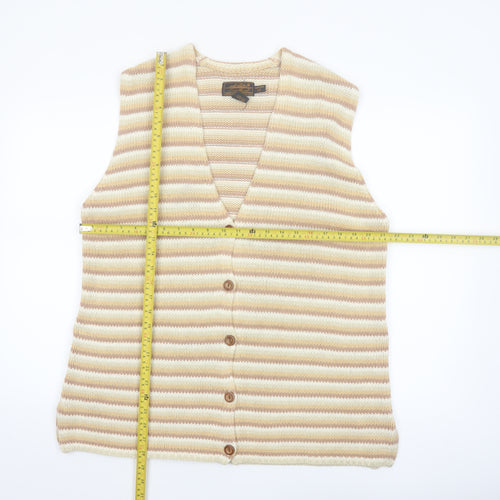 Eddie Bauer Womens Beige Striped Cotton Knit Vest Size S