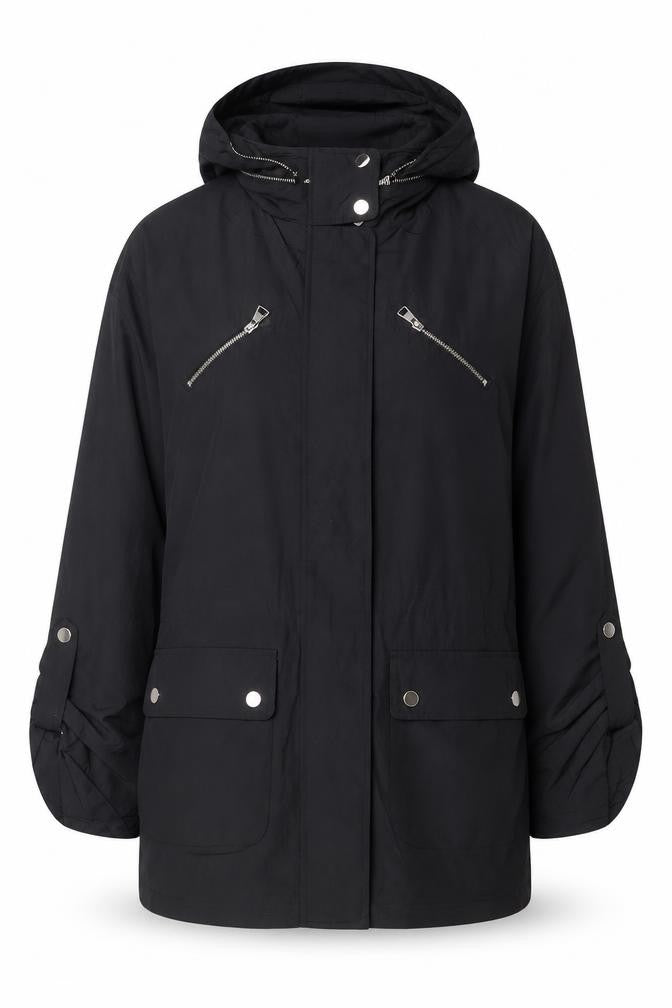 Style & Co. Women’s Black Hooded Mid-Length Anorak Jacket Size S