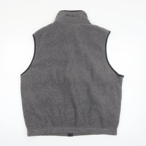 Eddie Bauer Men's Grey Fleece Bodywarmer Waistcoat L Zip Pockets Outdoor