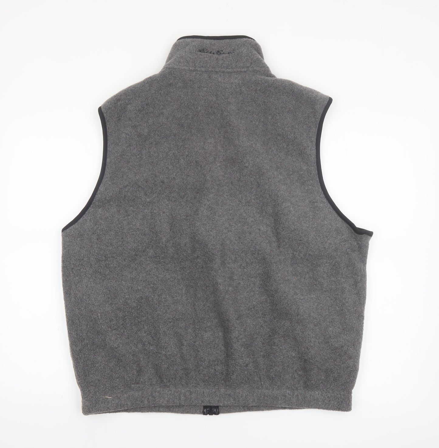Eddie Bauer Men's Grey Fleece Bodywarmer Waistcoat L Zip Pockets Outdoor
