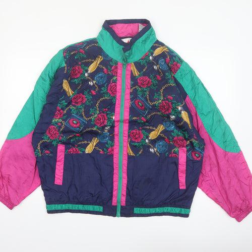 Active Frontier Women's Multicoloured 80s Bomber Jacket L Nylon Retro