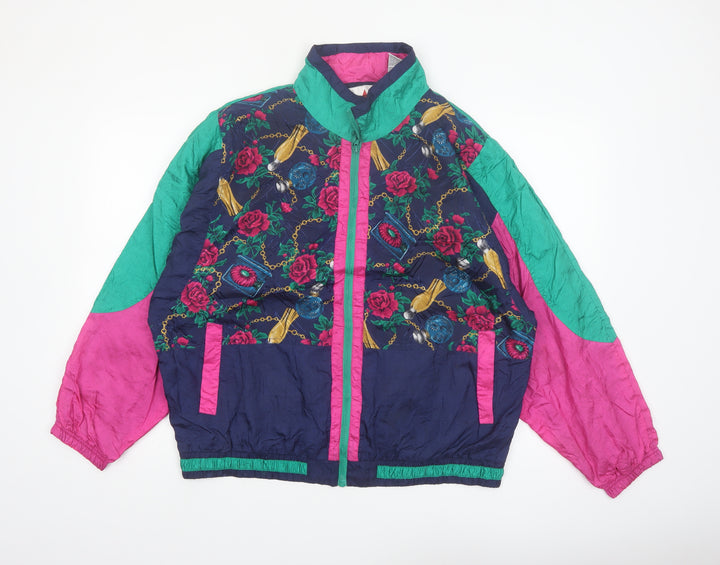 Active Frontier Women's Multicoloured 80s Bomber Jacket L Nylon Retro