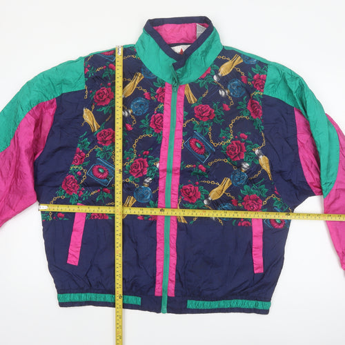 Active Frontier Women's Multicoloured 80s Bomber Jacket L Nylon Retro