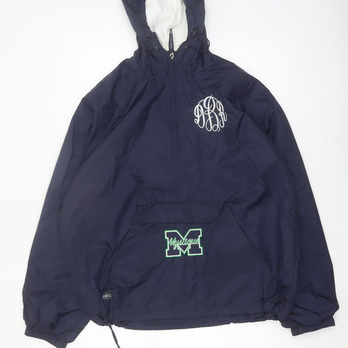 Charles River Apparel Men's Blue Hooded Anorak Jacket Size M