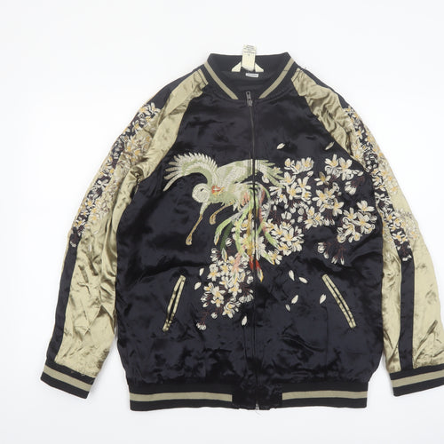 Indigo Rein Women's Black Embroidered Bomber Jacket Size M
