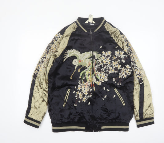 Indigo Rein Women's Black Embroidered Bomber Jacket Size M