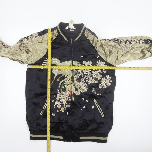 Indigo Rein Women's Black Embroidered Bomber Jacket Size M