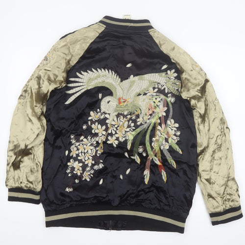Indigo Rein Women's Black Embroidered Bomber Jacket Size M