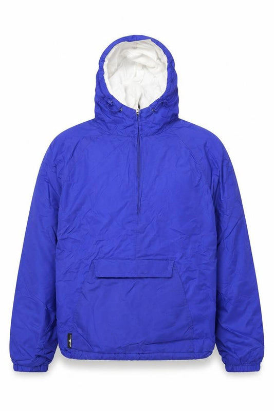Front view of Charles River Apparel Men's Blue Anorak Windproof Hooded Jacket, size S