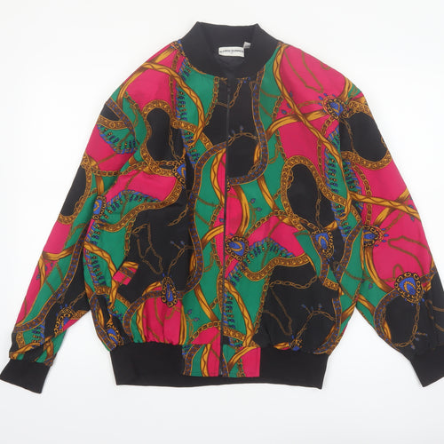 Alfred Dunner Womens Multicoloured Size 12 Bomber Jacket Retro 90s Polyester