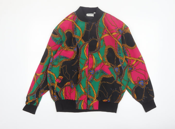 Alfred Dunner Womens Multicoloured Size 12 Bomber Jacket Retro 90s Polyester
