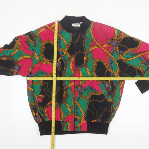 Alfred Dunner Womens Multicoloured Size 12 Bomber Jacket Retro 90s Polyester
